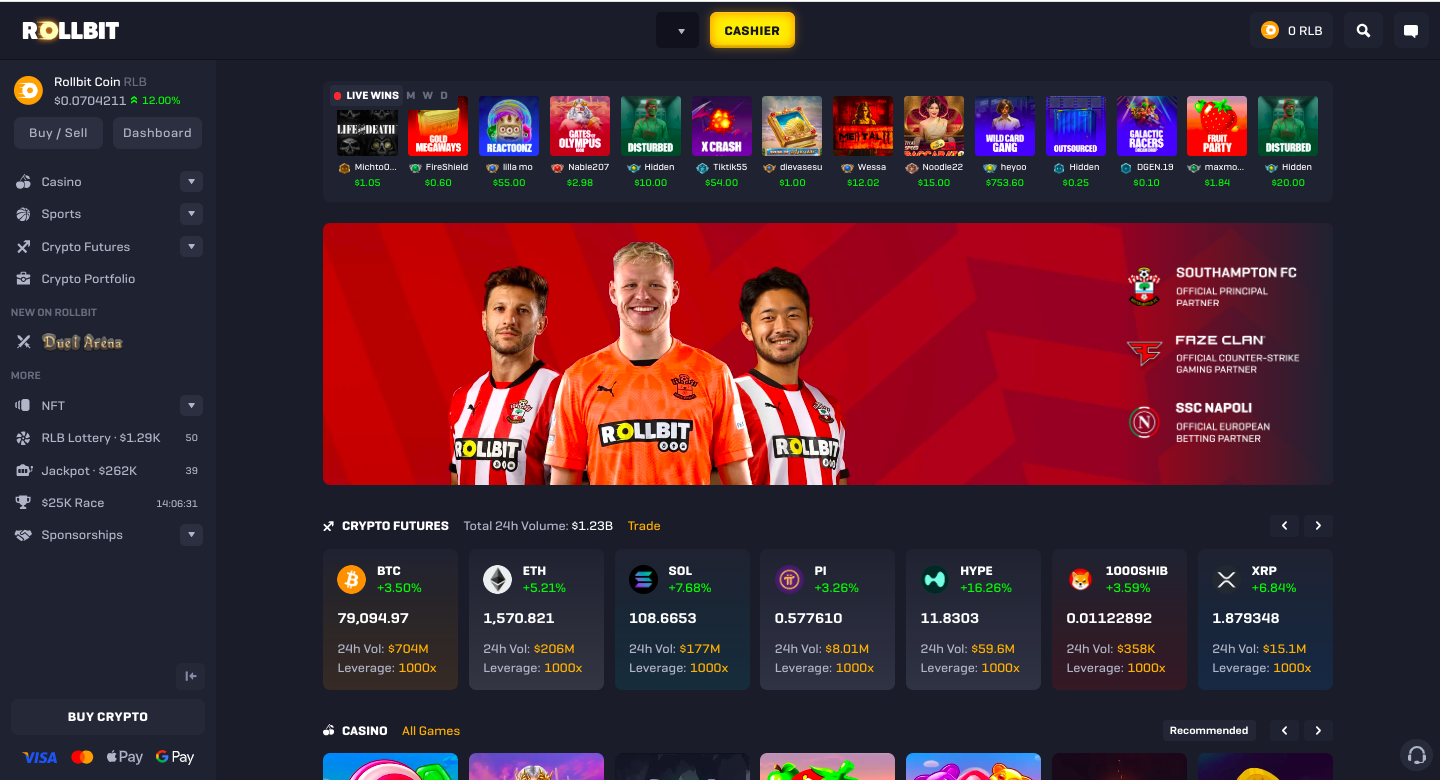 Rollbit Review homepage